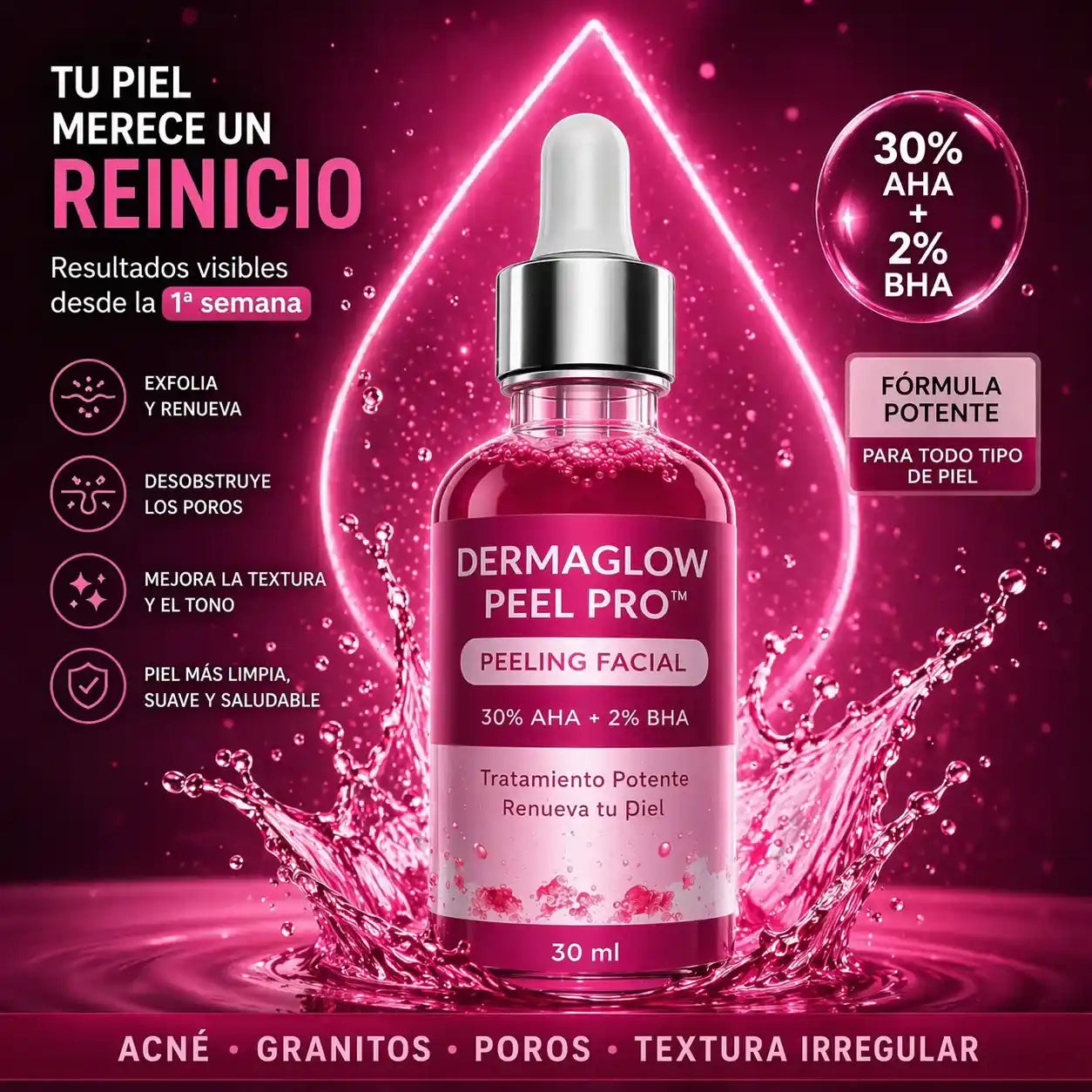 DermaGlow Peel Pro™ – Exfoliación Profunda para Eliminar Acné, Puntos Negros y Manchas