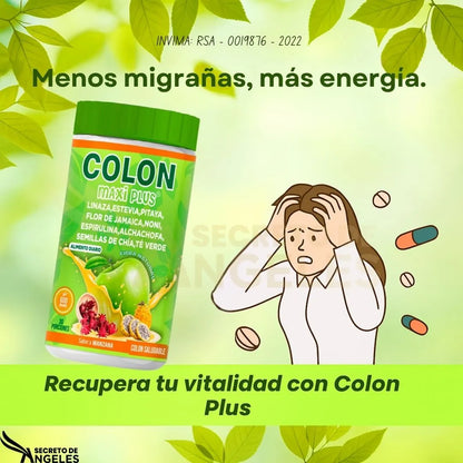 MAXI PLUS FIBRA Despídete de la inflamación y el estreñimiento, suplemento digestivo natural, (600gramos)