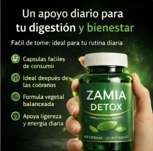 Zamia Detox Original apoya la limpieza interna de forma natural, ayudando a tu organismo a eliminar toxinas acumuladas (60 capsulas)