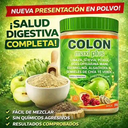MAXI PLUS FIBRA Despídete de la inflamación y el estreñimiento, suplemento digestivo natural, (600gramos)