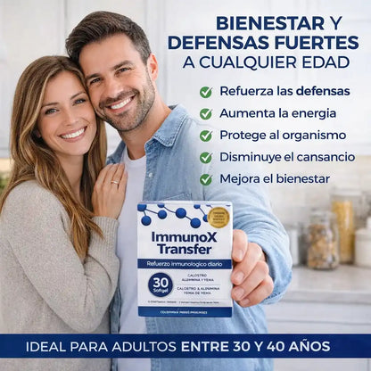 ImmunoX Transfer-¿Te enfermas seguido? Refuerza tus defensas desde la raíz - 30 capsulas