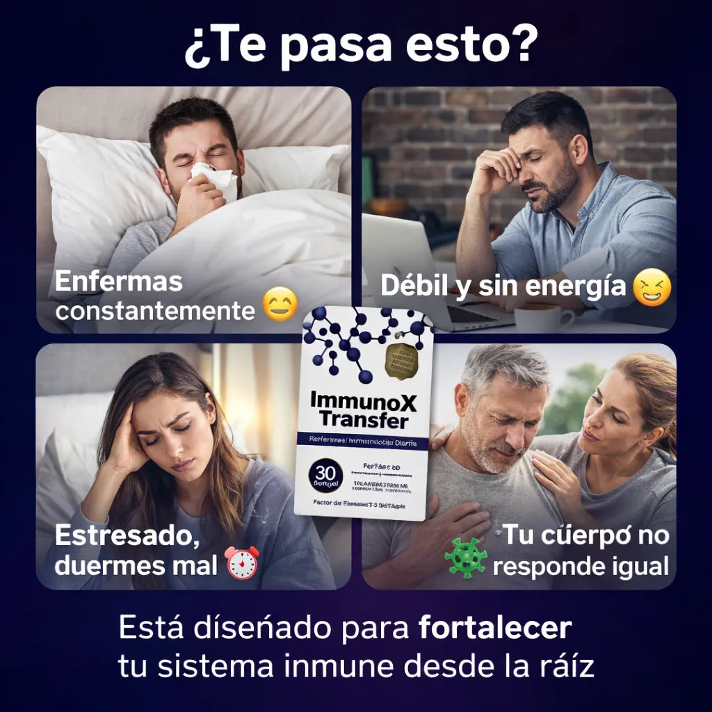 ImmunoX Transfer-¿Te enfermas seguido? Refuerza tus defensas desde la raíz - 30 capsulas