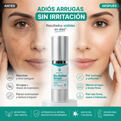 MASCHA Serum Anti-edad con Bioretinol - Reduce Arrugas y Manchas Sin Irritar Tu Piel