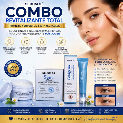 Combo Revitalizante Total-SERUM 10 Ojeras, piel cansada y reseca? Recupera una apariencia fresca y descansada.”