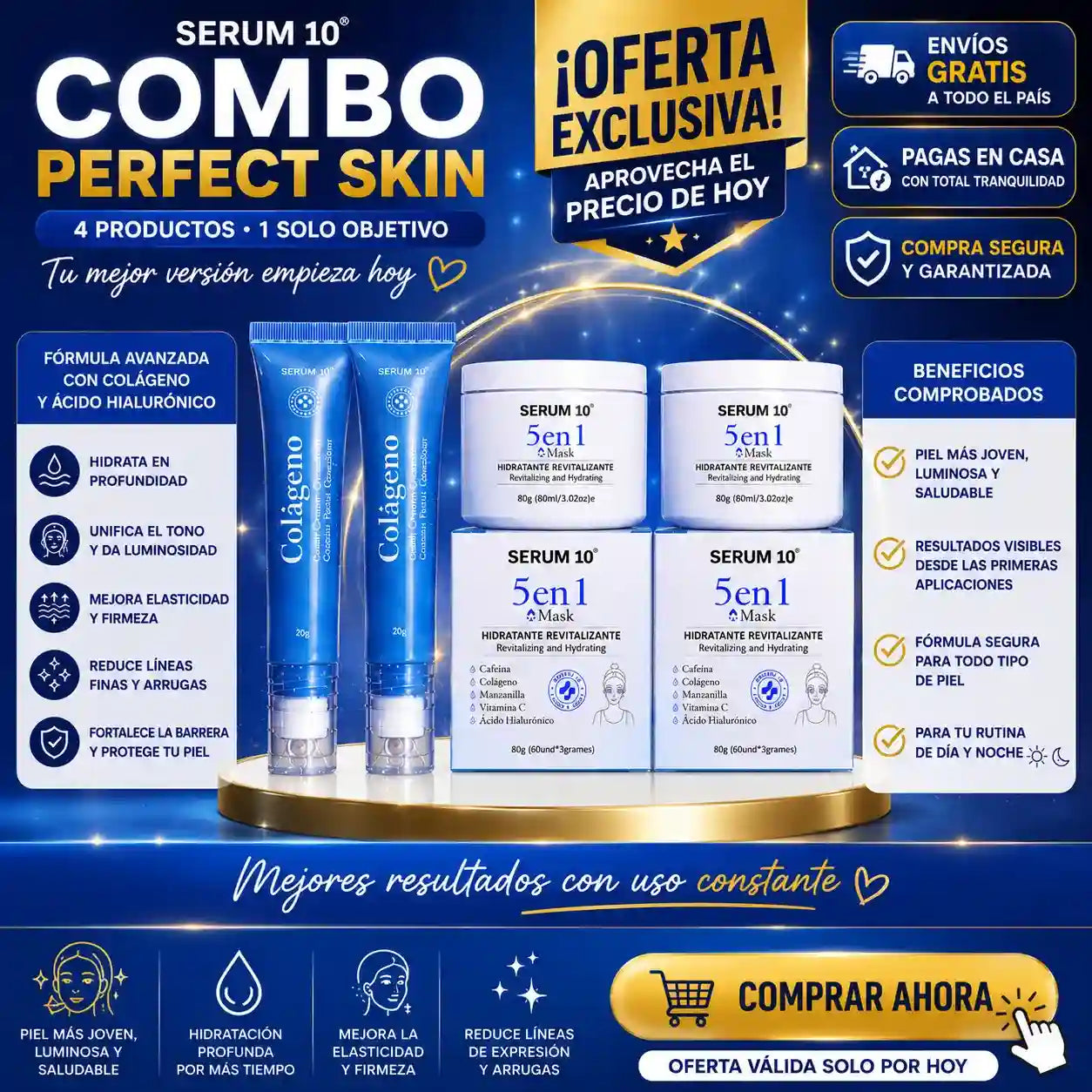 Combo Revitalizante Total-SERUM 10 Ojeras, piel cansada y reseca? Recupera una apariencia fresca y descansada.”