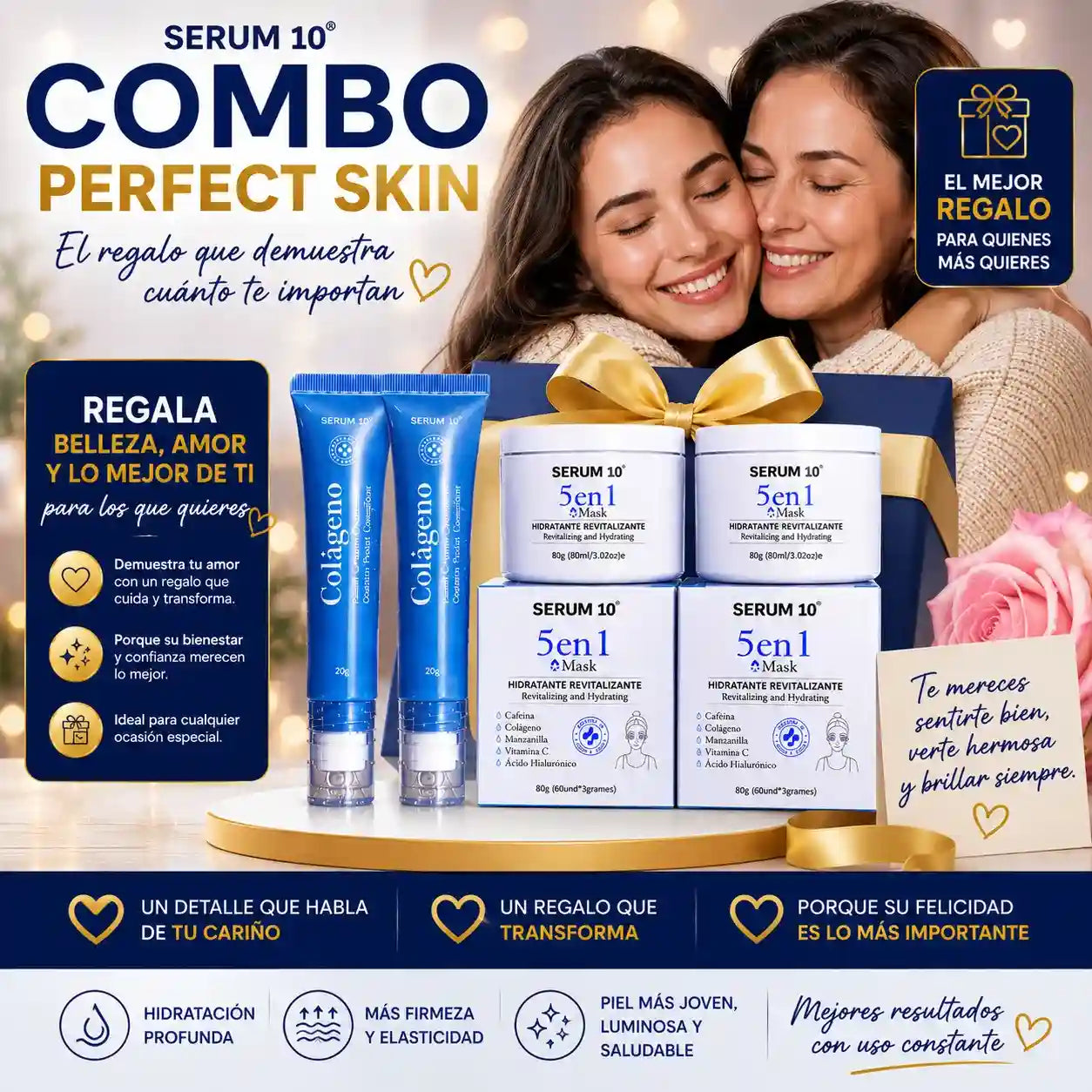 Combo Revitalizante Total-SERUM 10 Ojeras, piel cansada y reseca? Recupera una apariencia fresca y descansada.”