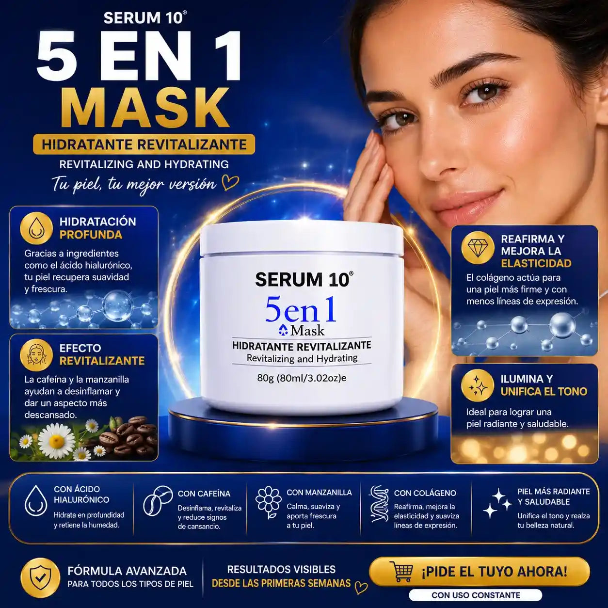 Combo Revitalizante Total-SERUM 10 Ojeras, piel cansada y reseca? Recupera una apariencia fresca y descansada.”
