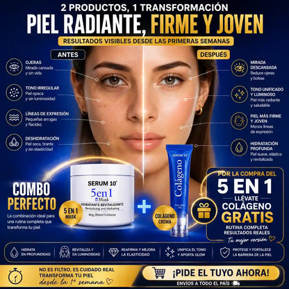 Combo Revitalizante Total-SERUM 10 Ojeras, piel cansada y reseca? Recupera una apariencia fresca y descansada.”