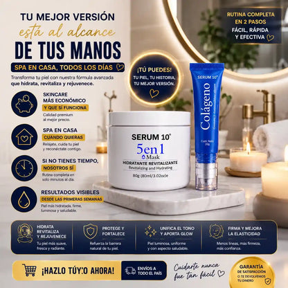 Combo Revitalizante Total-SERUM 10 Ojeras, piel cansada y reseca? Recupera una apariencia fresca y descansada.”