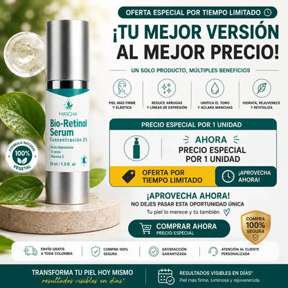 MASCHA Serum Anti-edad con Bioretinol - Reduce Arrugas y Manchas Sin Irritar Tu Piel