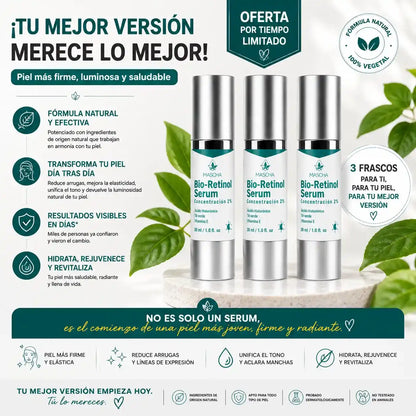 MASCHA Serum Anti-edad con Bioretinol - Reduce Arrugas y Manchas Sin Irritar Tu Piel