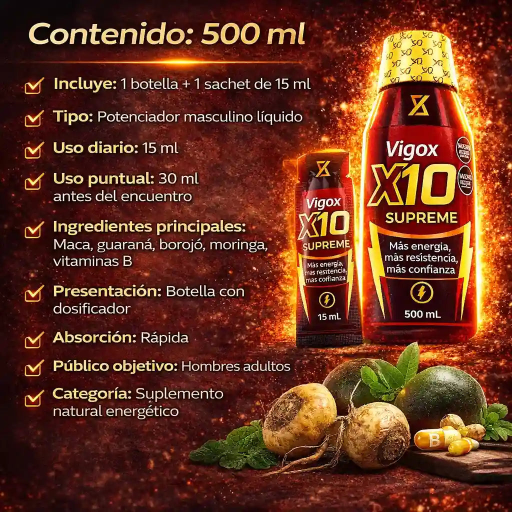 X10 Supreme Max Recupera tu energía masculina y vuelve a rendir como antes