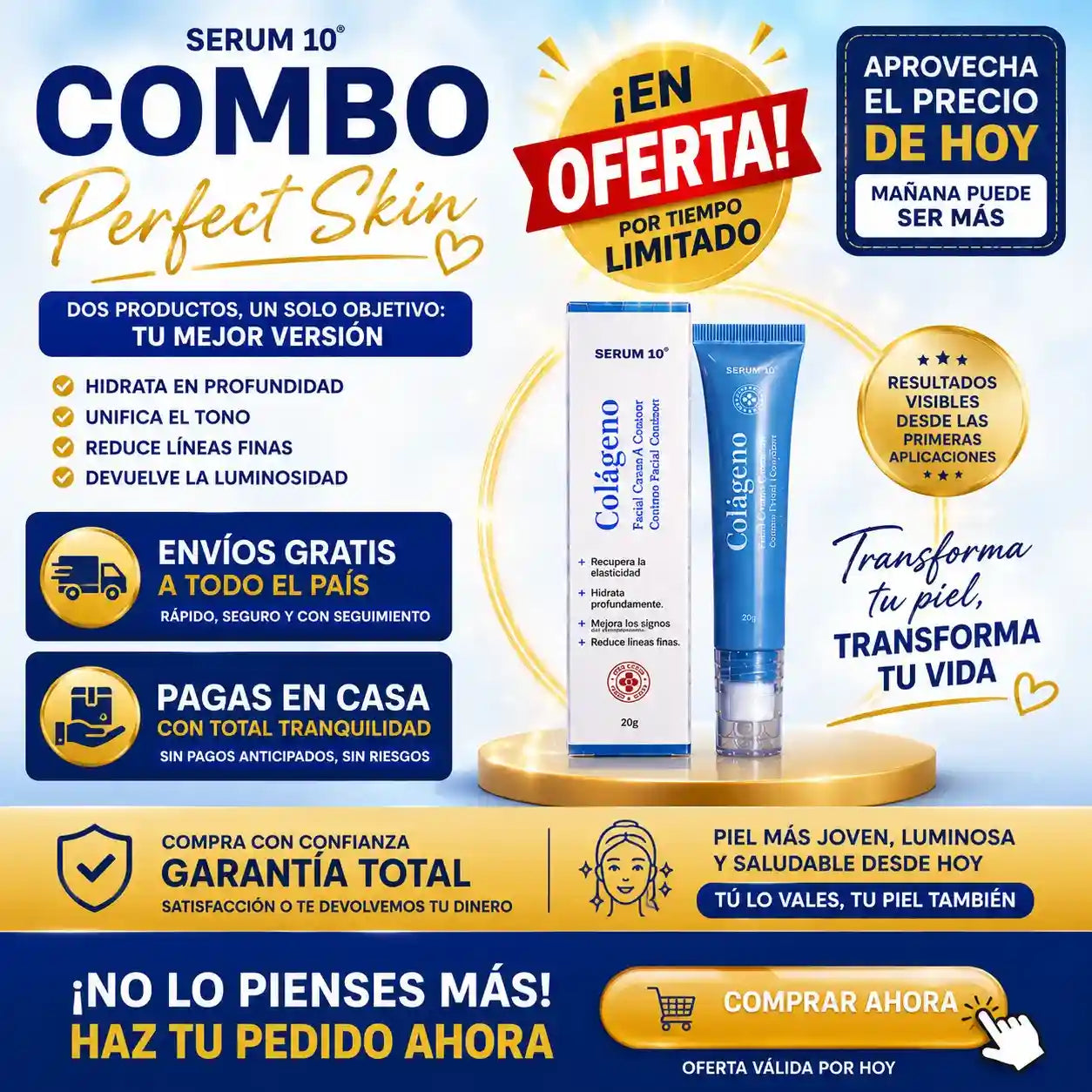 Combo Revitalizante Total-SERUM 10 Ojeras, piel cansada y reseca? Recupera una apariencia fresca y descansada.”