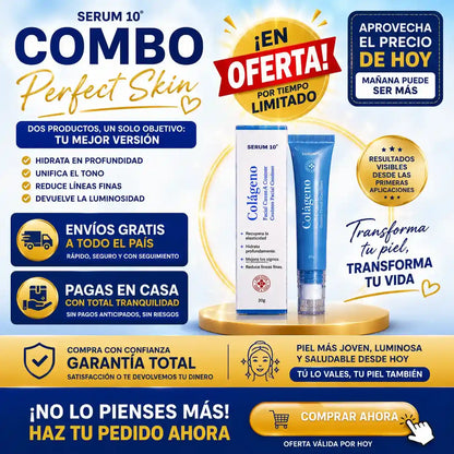 Combo Revitalizante Total-SERUM 10 Ojeras, piel cansada y reseca? Recupera una apariencia fresca y descansada.”