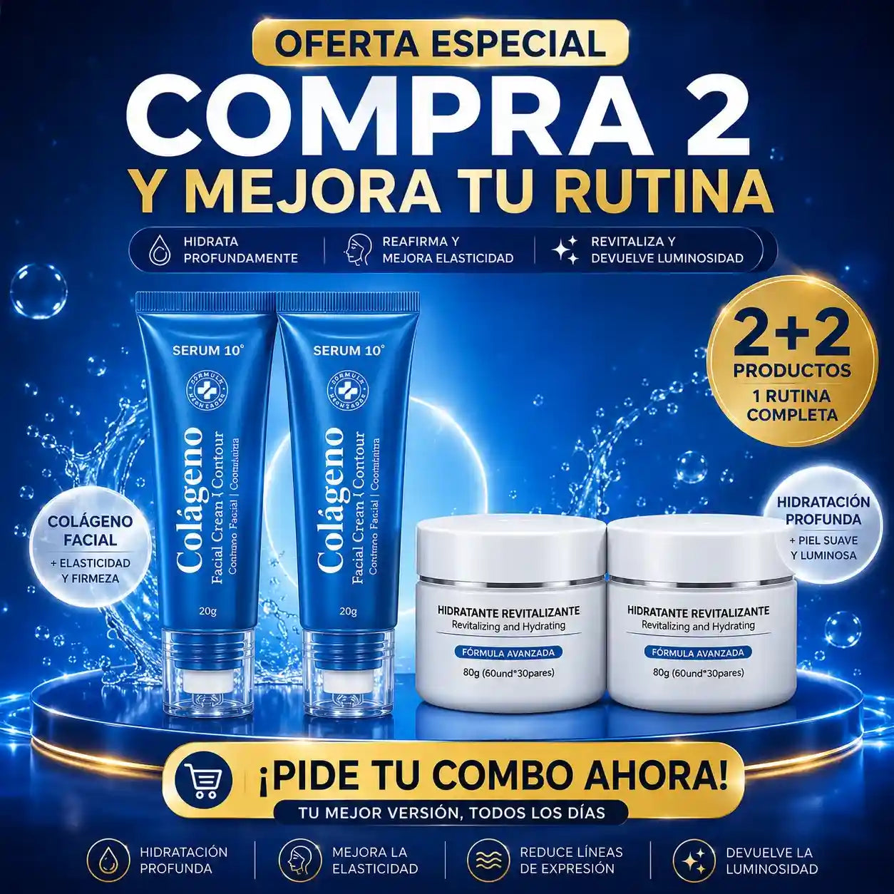 Combo Revitalizante Total-SERUM 10 Ojeras, piel cansada y reseca? Recupera una apariencia fresca y descansada.”
