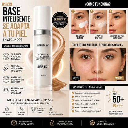 Base mágica-SERUM 10 La Base Inteligente Que Se Adapta Automáticamente A Tu Tono De Piel