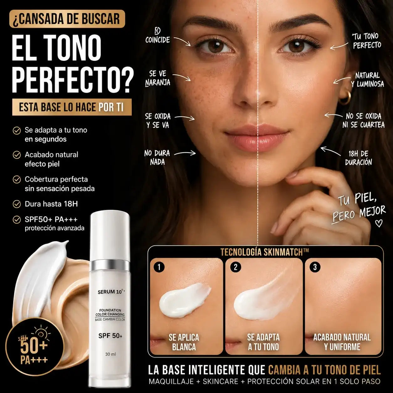 Base mágica-SERUM 10 La Base Inteligente Que Se Adapta Automáticamente A Tu Tono De Piel