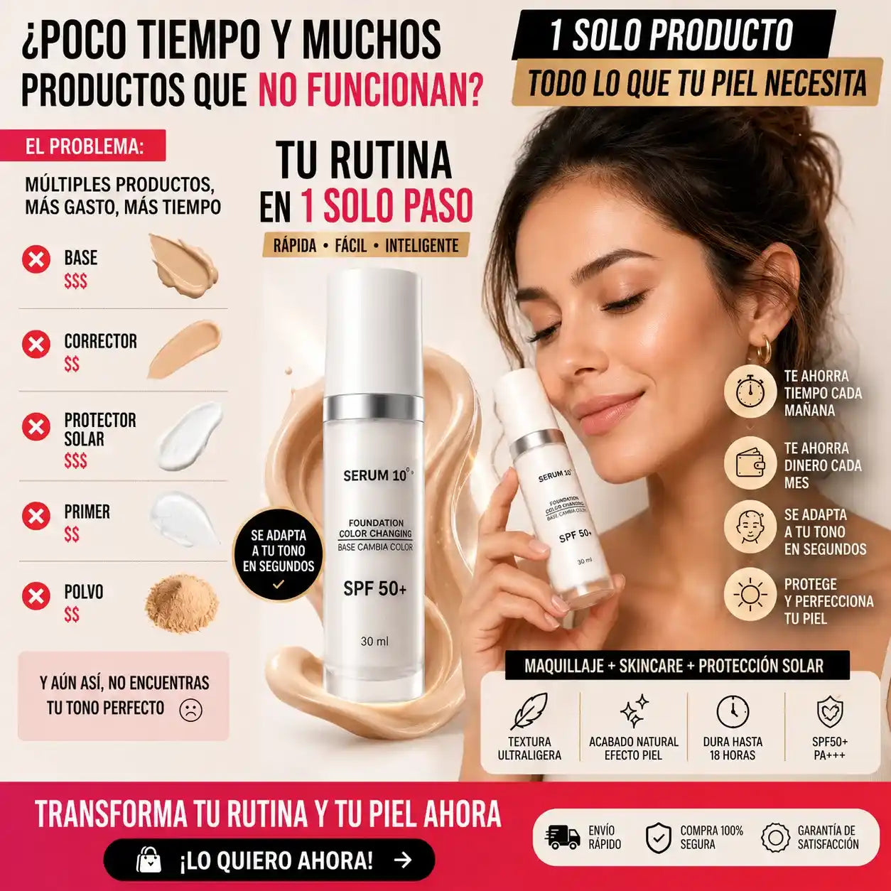 Base mágica-SERUM 10 La Base Inteligente Que Se Adapta Automáticamente A Tu Tono De Piel