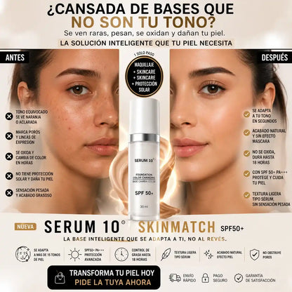 Base mágica-SERUM 10 La Base Inteligente Que Se Adapta Automáticamente A Tu Tono De Piel