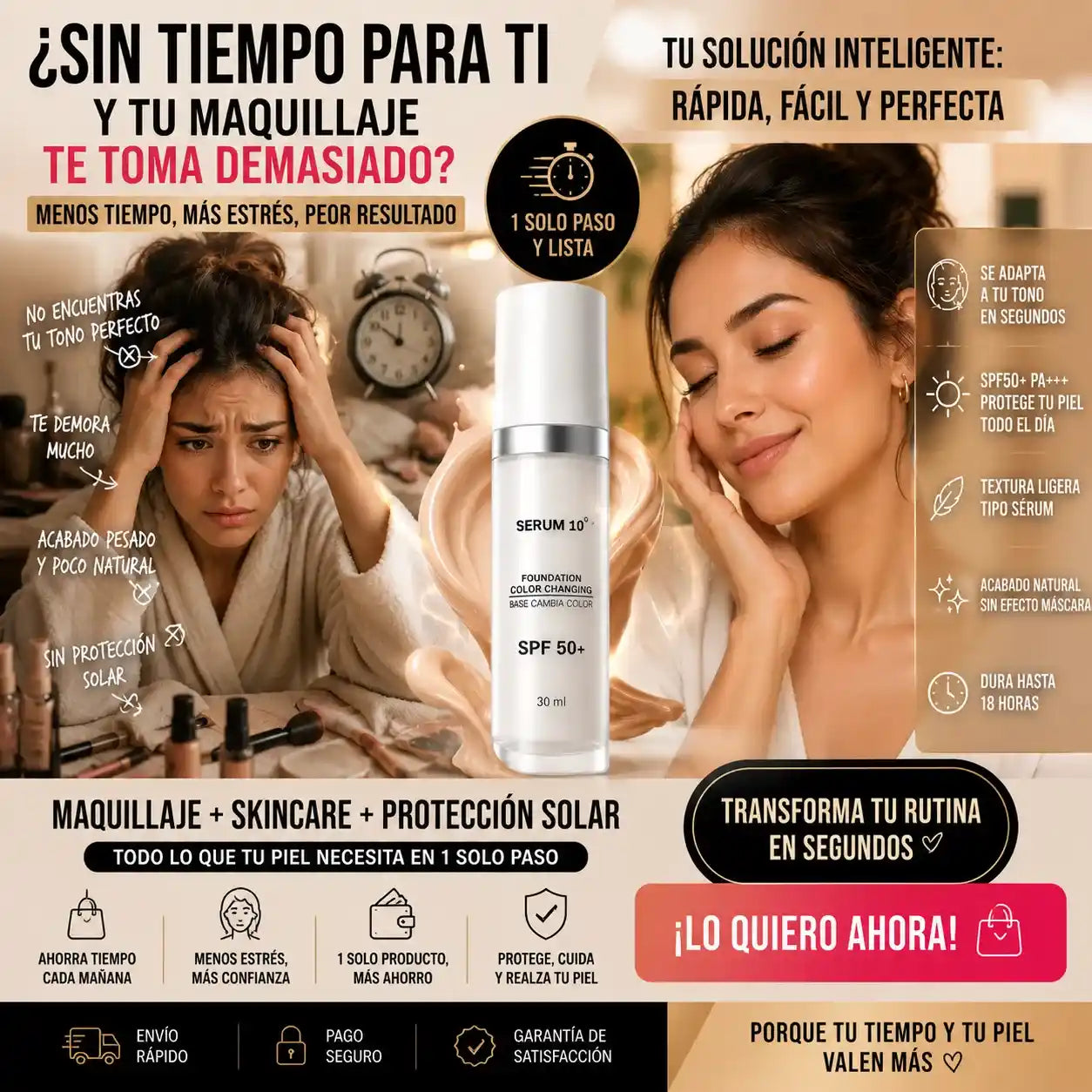 Base mágica-SERUM 10 La Base Inteligente Que Se Adapta Automáticamente A Tu Tono De Piel