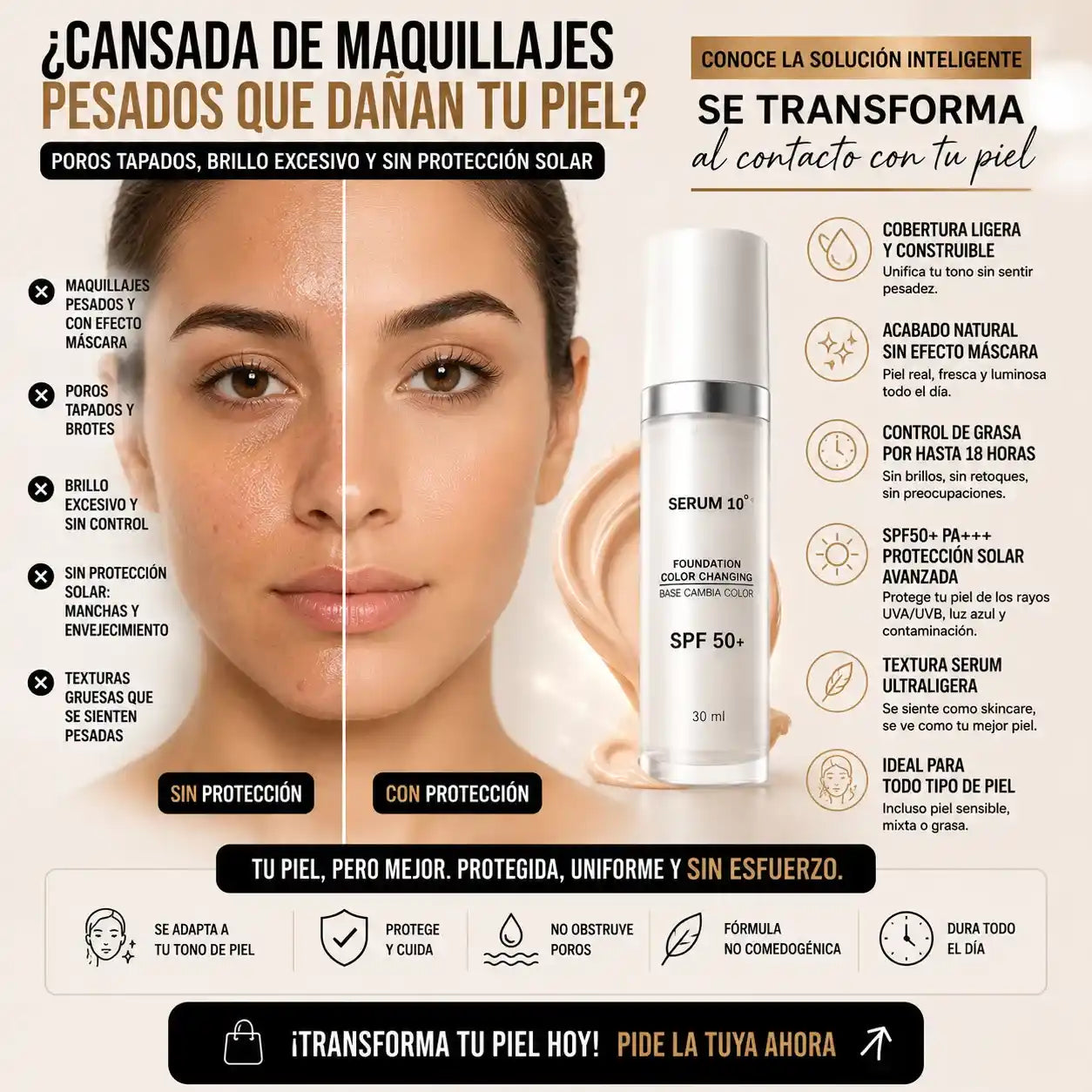 Base mágica-SERUM 10 La Base Inteligente Que Se Adapta Automáticamente A Tu Tono De Piel