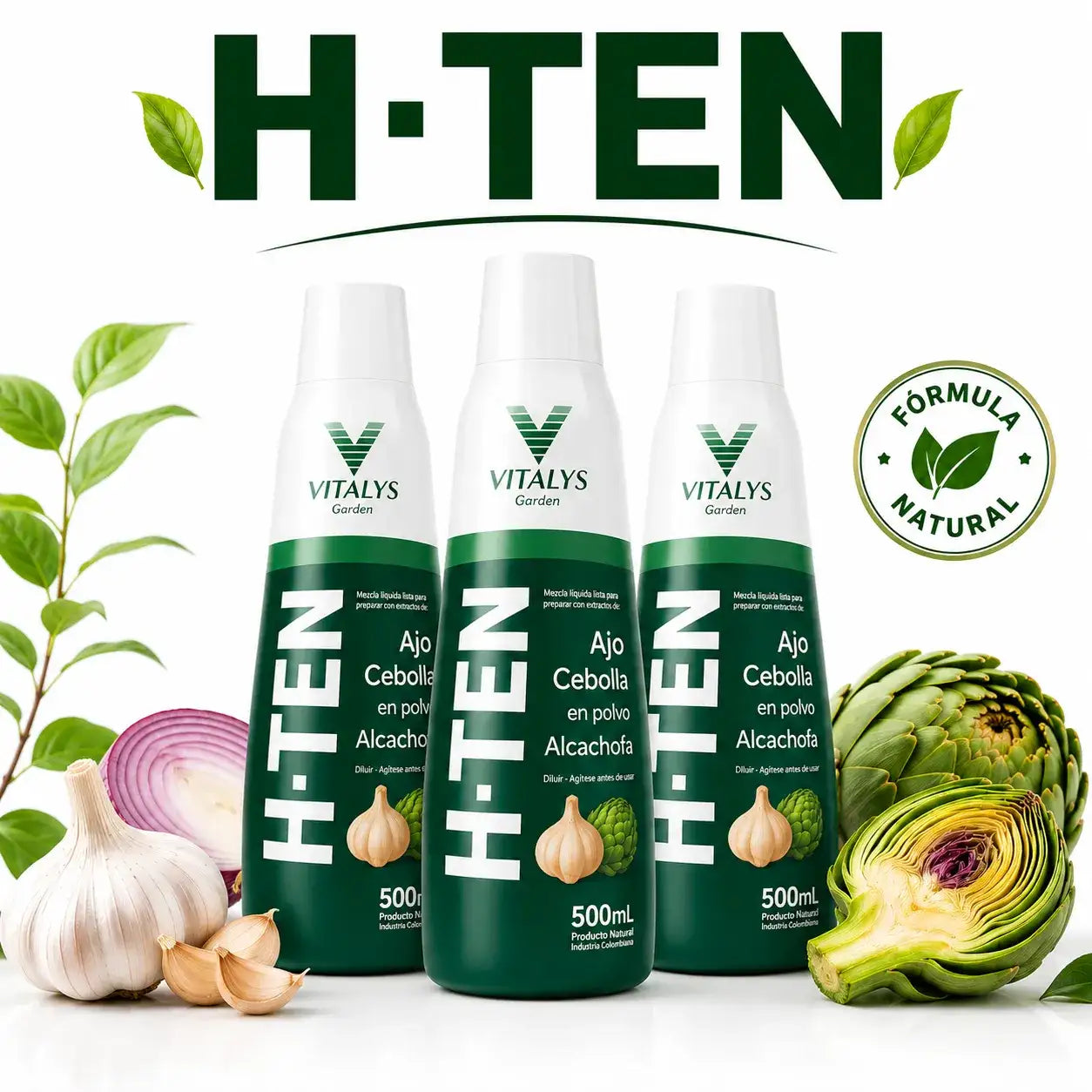 H-TEN La fórmula natural con ajo, cebolla y alcachofa que apoya tu bienestar cardiovascular, la circulación y tu rutina de cuidado diario.