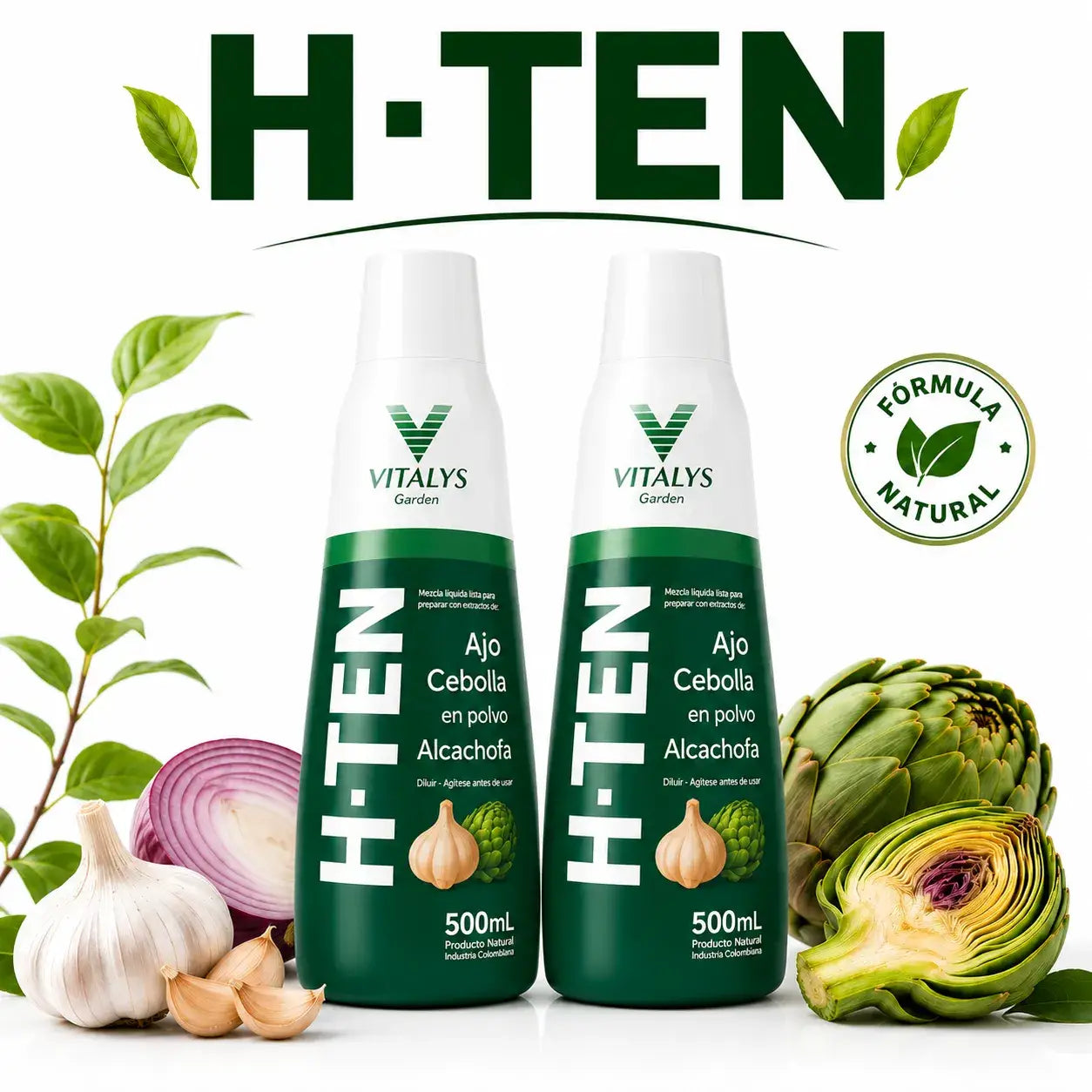 H-TEN La fórmula natural con ajo, cebolla y alcachofa que apoya tu bienestar cardiovascular, la circulación y tu rutina de cuidado diario.
