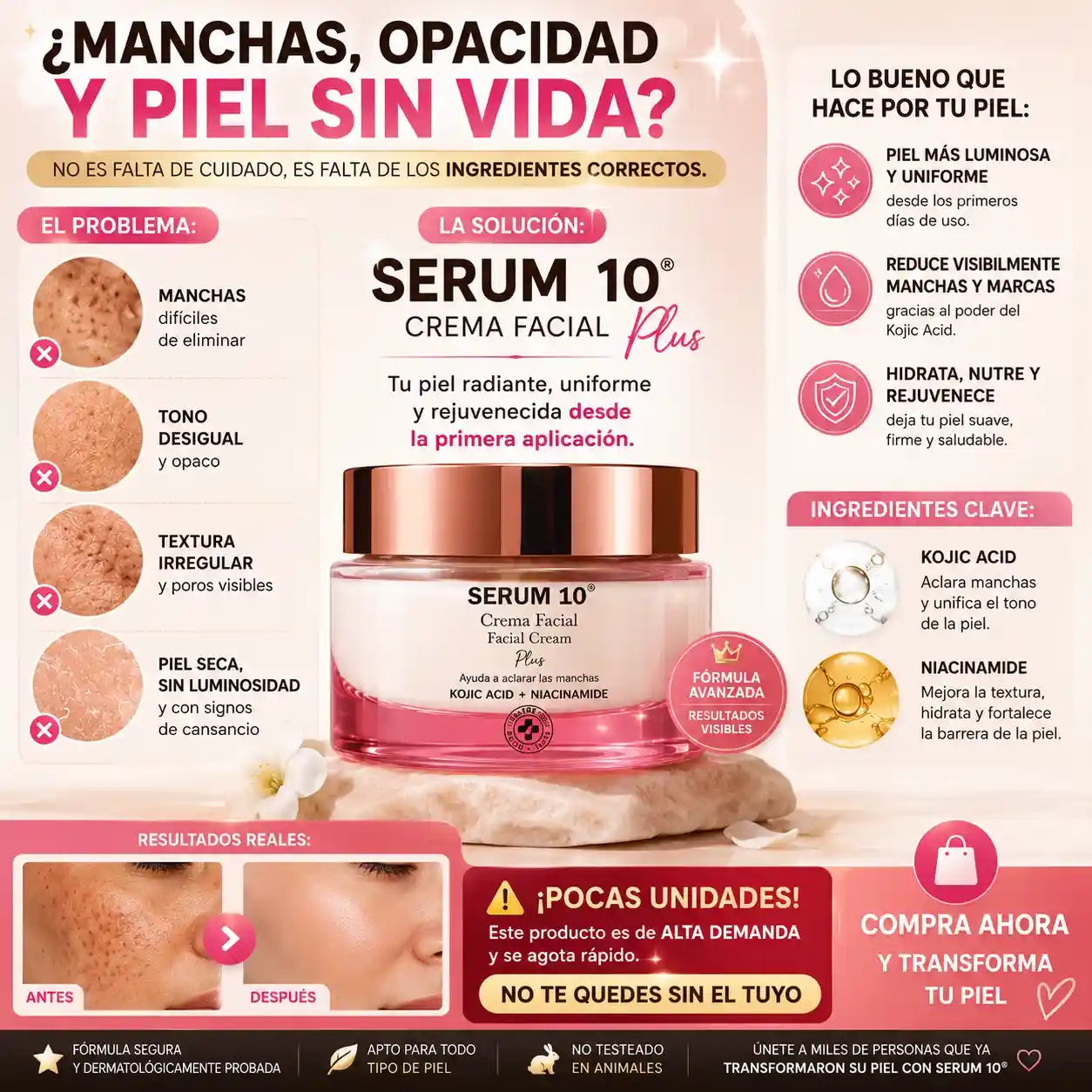 Lumina Piel™  La crema con Ácido Kójico y Niacinamida que ayuda a aclarar manchas y devolver luminosidad a tu piel