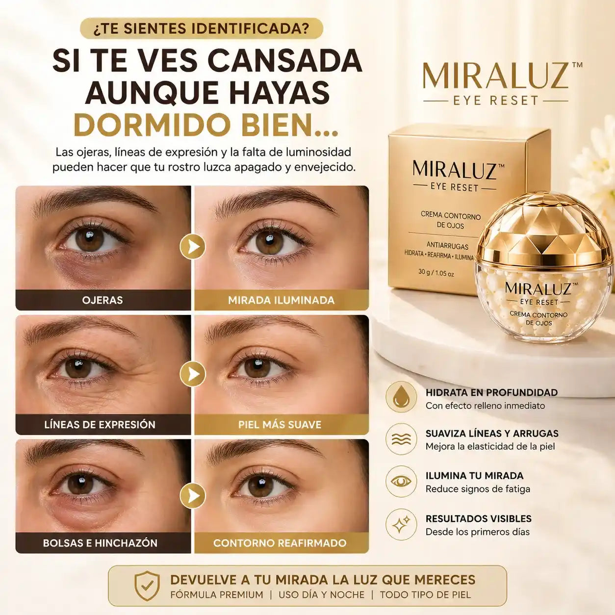 Miraluz™ – Reduce ojeras, arrugas y signos de fatiga en pocos días