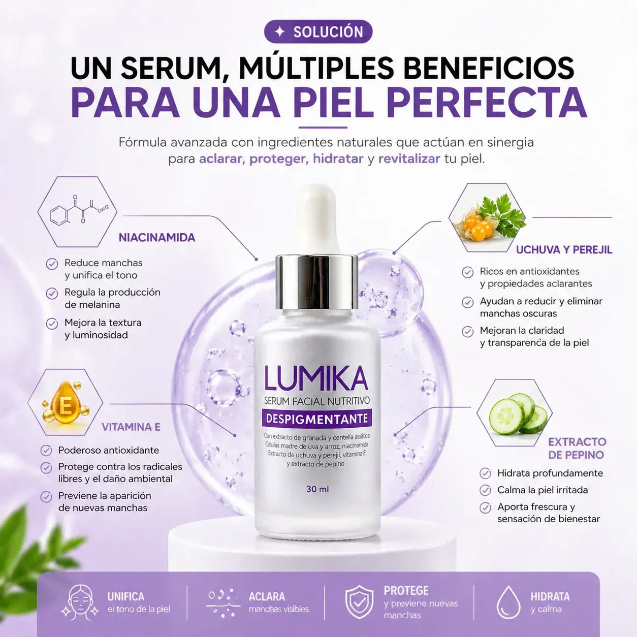 LUMIKA™ Despigmentante Facial ✨ Elimina manchas y revela una piel uniforme, luminosa y radiante desde las primeras semanas