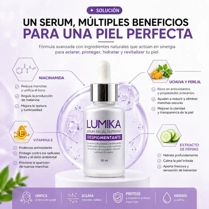 LUMIKA™ Despigmentante Facial ✨ Elimina manchas y revela una piel uniforme, luminosa y radiante desde las primeras semanas