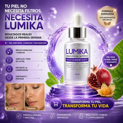 LUMIKA™ Despigmentante Facial ✨ Elimina manchas y revela una piel uniforme, luminosa y radiante desde las primeras semanas
