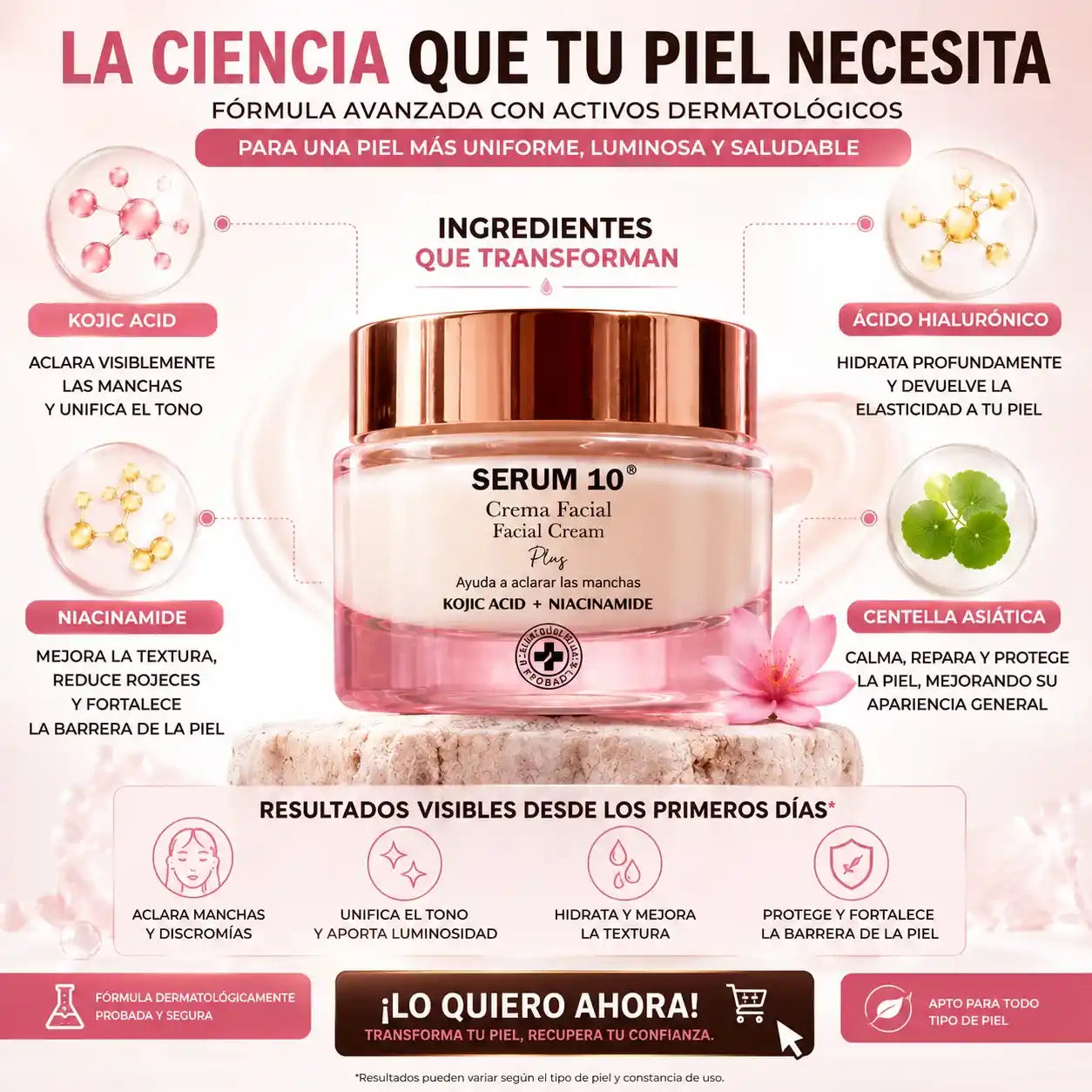 Lumina Piel™  La crema con Ácido Kójico y Niacinamida que ayuda a aclarar manchas y devolver luminosidad a tu piel