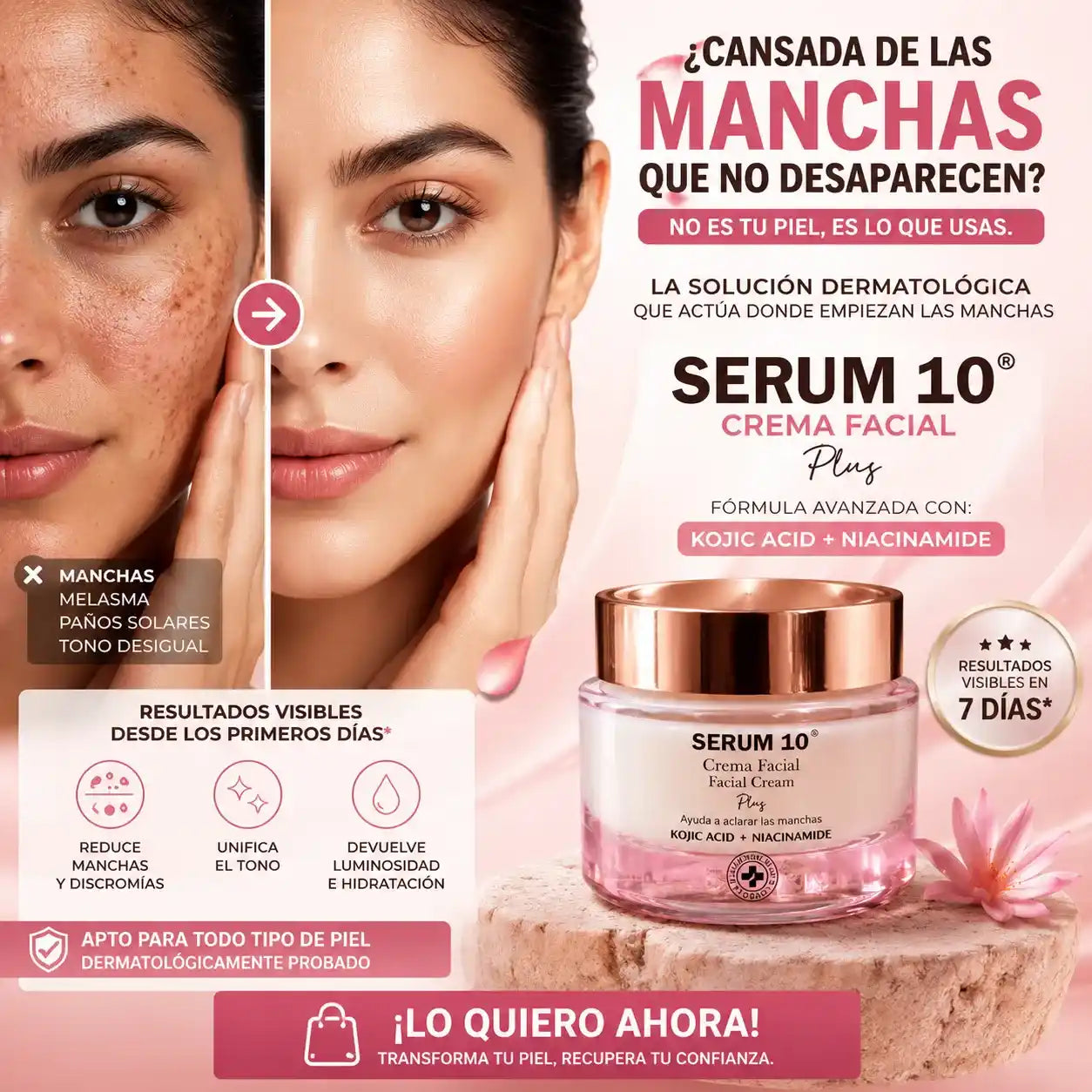 Lumina Piel™  La crema con Ácido Kójico y Niacinamida que ayuda a aclarar manchas y devolver luminosidad a tu piel