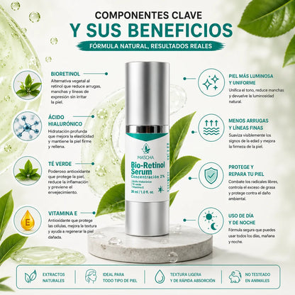 MASCHA Serum Anti-edad con Bioretinol - Reduce Arrugas y Manchas Sin Irritar Tu Piel