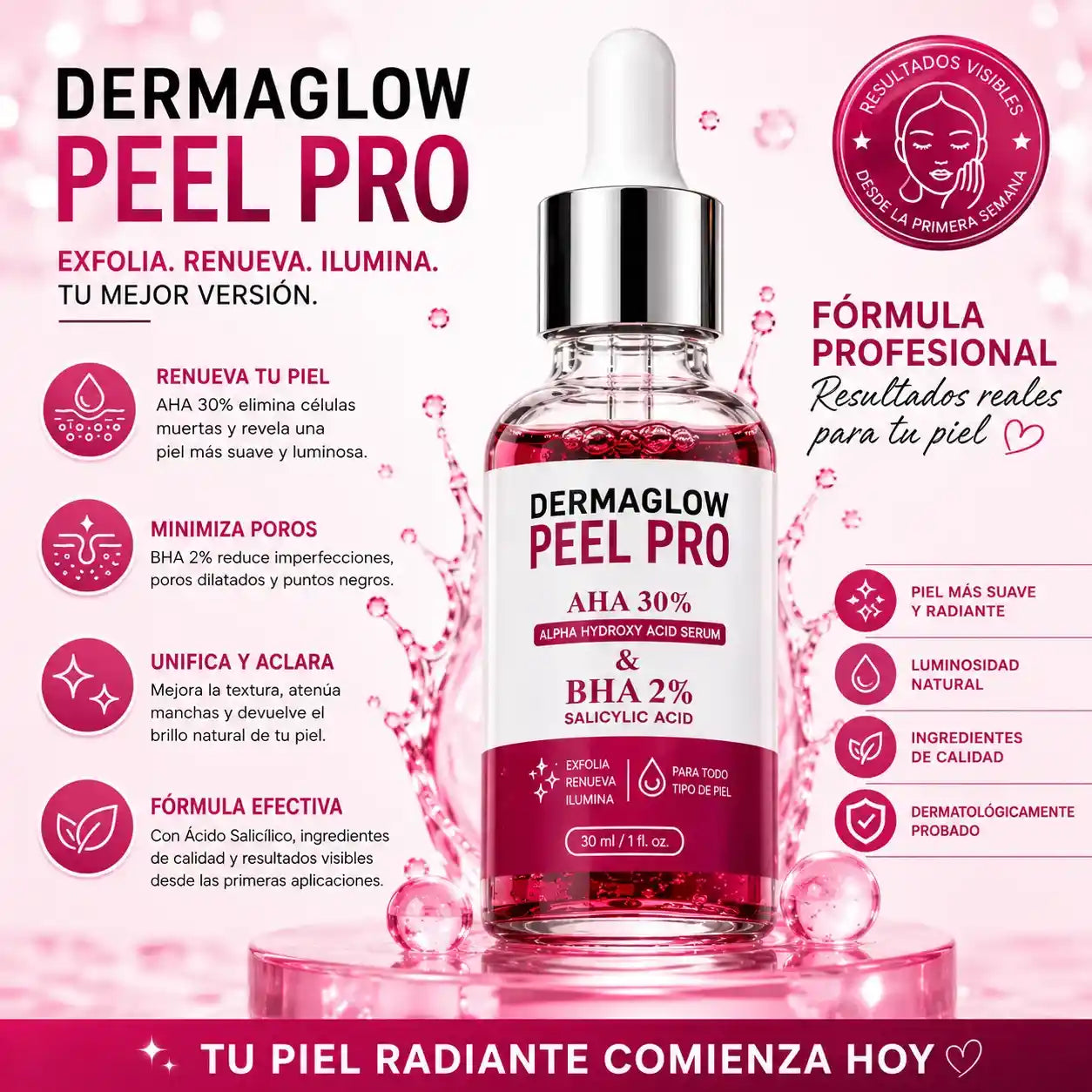 DermaGlow Peel Pro™ – Exfoliación Profunda para Eliminar Acné, Puntos Negros y Manchas