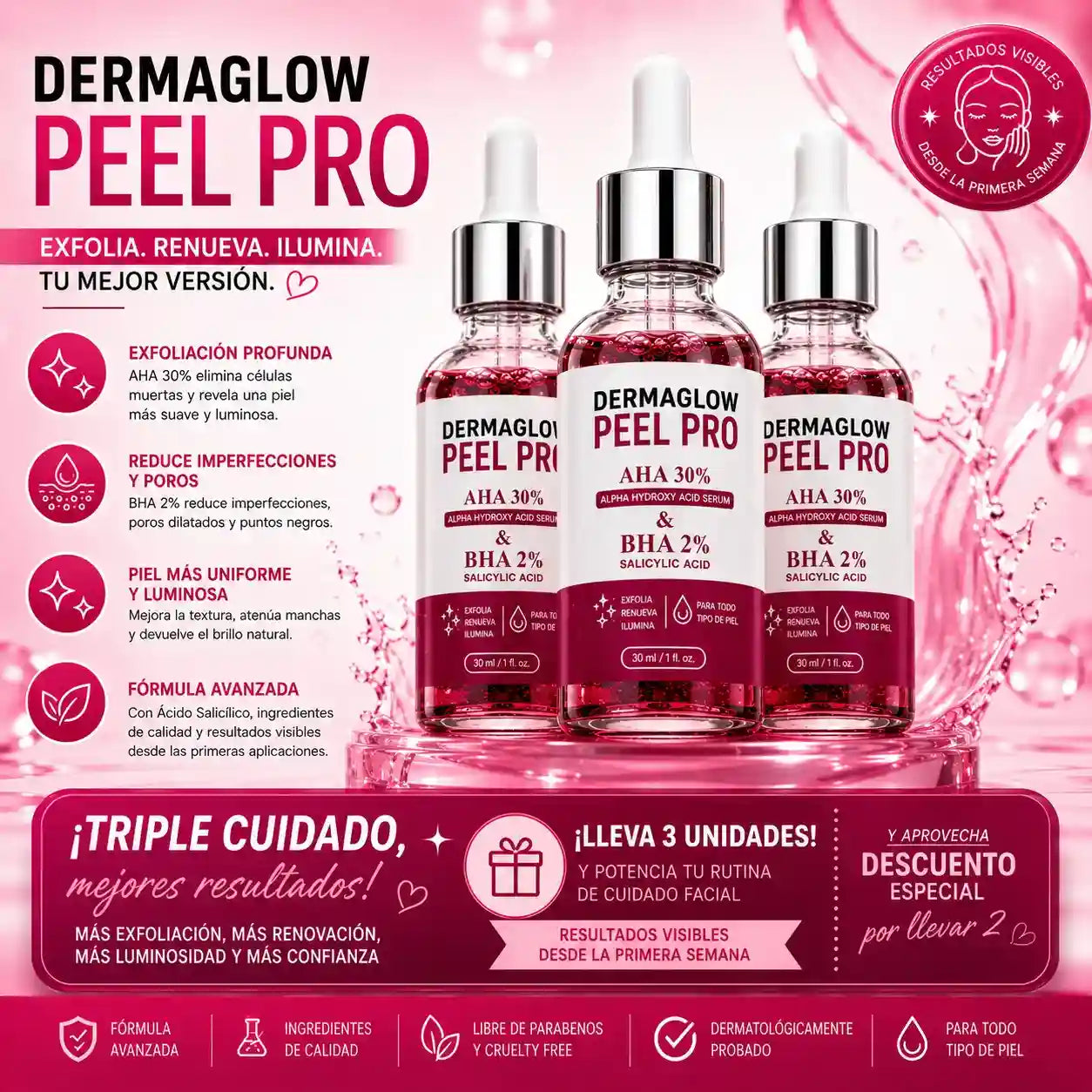 DermaGlow Peel Pro™ – Exfoliación Profunda para Eliminar Acné, Puntos Negros y Manchas