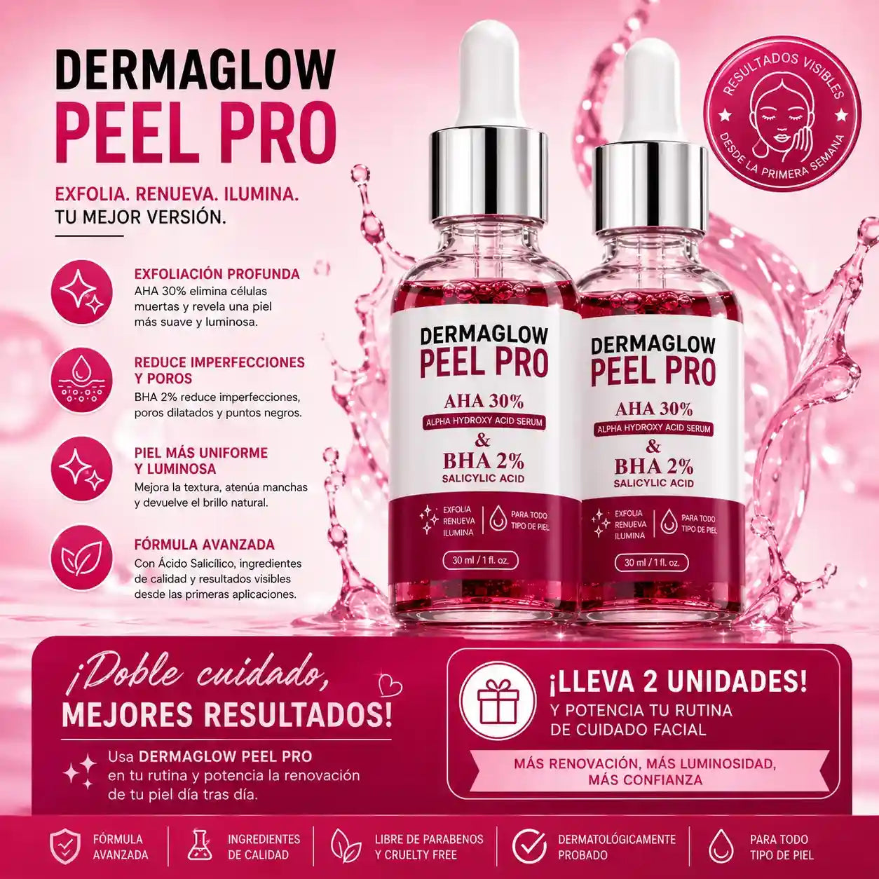 DermaGlow Peel Pro™ – Exfoliación Profunda para Eliminar Acné, Puntos Negros y Manchas