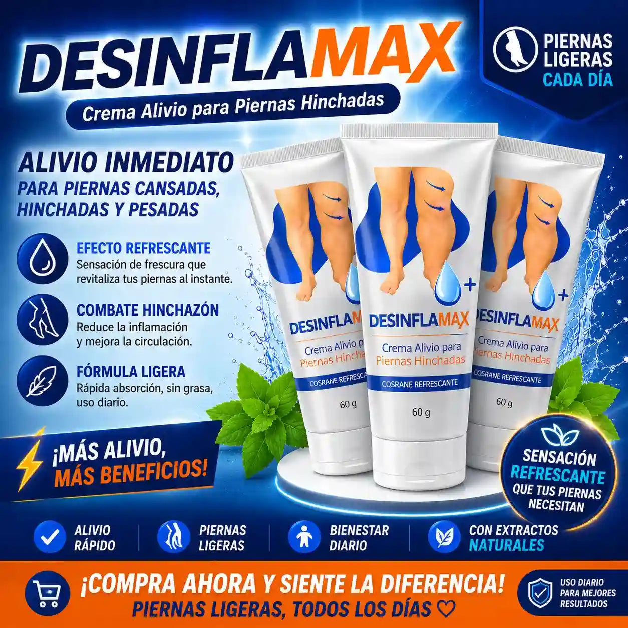 DESINFLAMAX -Piernas hinchadas y doloridas? Esto te va a aliviar en minutos