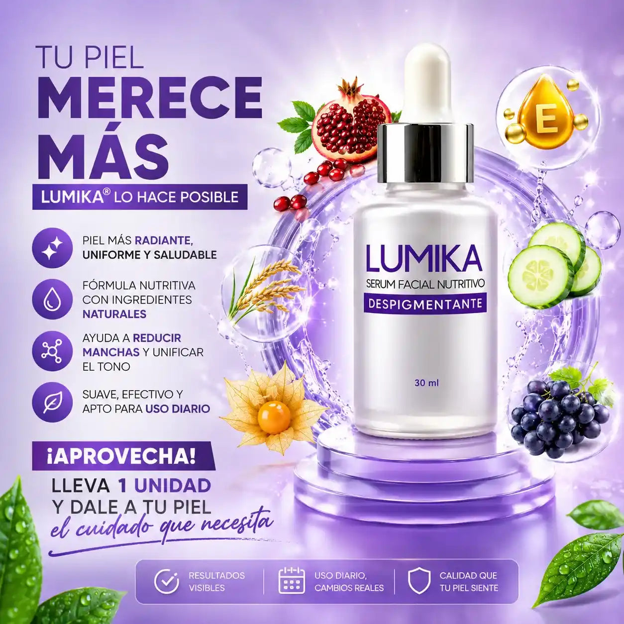 LUMIKA™ Despigmentante Facial ✨ Elimina manchas y revela una piel uniforme, luminosa y radiante desde las primeras semanas