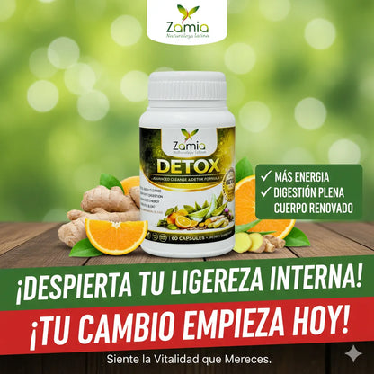 Zamia Detox Original apoya la limpieza interna de forma natural, ayudando a tu organismo a eliminar toxinas acumuladas (60 capsulas)