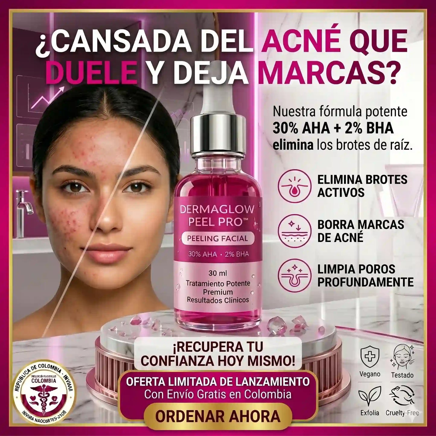 DermaGlow Peel Pro™ – Exfoliación Profunda para Eliminar Acné, Puntos Negros y Manchas