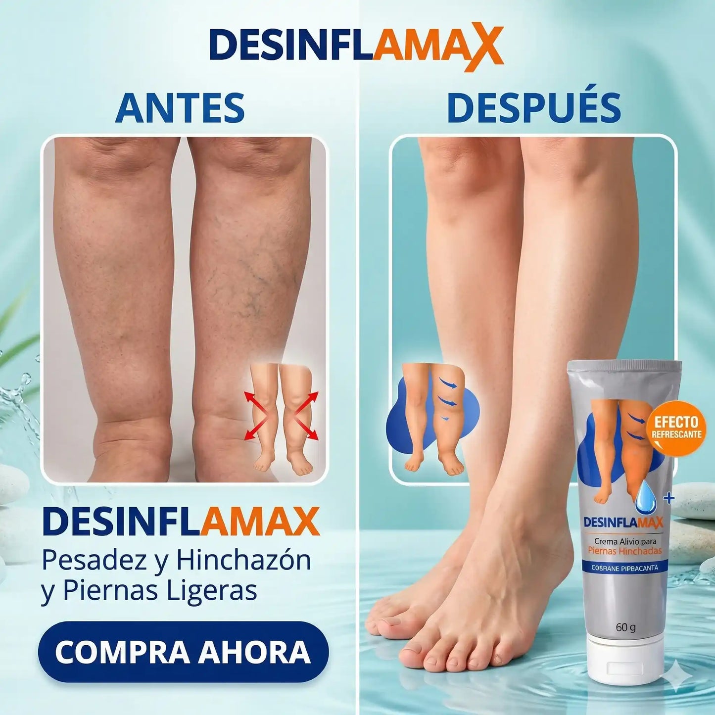 DESINFLAMAX -Piernas hinchadas y doloridas? Esto te va a aliviar en minutos