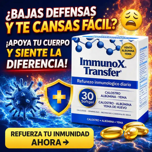 ImmunoX Transfer-¿Te enfermas seguido? Refuerza tus defensas desde la raíz - 30 capsulas