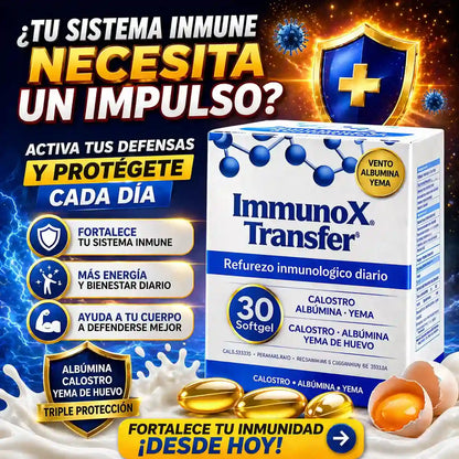 ImmunoX Transfer-¿Te enfermas seguido? Refuerza tus defensas desde la raíz - 30 capsulas
