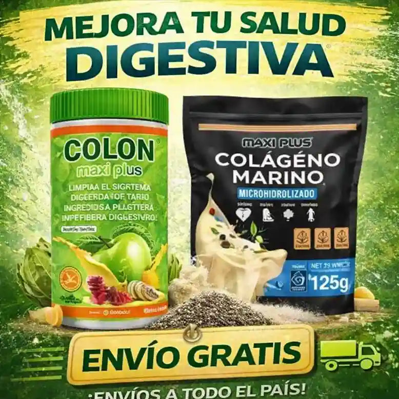MAXI PLUS FIBRA Despídete de la inflamación y el estreñimiento, suplemento digestivo natural, (600gramos)