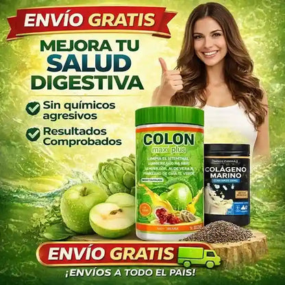 MAXI PLUS FIBRA Despídete de la inflamación y el estreñimiento, suplemento digestivo natural, (600gramos)